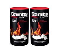 200 Samba Firestarters Firelighters Sachets - Odourless Burning & Easy to Light - For BBQs Barbecues Wood Burner Wood-Fired Ovens Stoves Fireplaces & Campfires - 2 Tubes