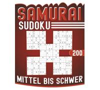 200 Samurai Sudoku Senioren Großdruck Mittel Bis Schwer: 2 Rätsel pro Seite, mit Lösungen