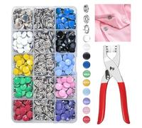 200 Sets 10 Colors Snap Button Fasteners Kit, 9.5mm Metal Poppers Fasteners with Pressure Pliers, No Sewing Press Studs for Clothing, Bags, DIY Crafts, Leather Projects