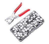 200 Sets 9.5 mm Solid Metal Snap Buttons with Pliers No Sew Clothing Snaps Round Snap Button Fasteners Kit DIY Craft Clothes Snaps Press on Sewing Buttons Tiny Replacement Buttons for Hats Bags