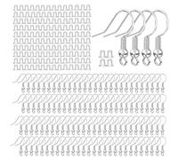 200 Sets Earring Making Kit, 925 Silver-Plated Earring Hooks with Clear Rubber Backs, Open Loop Design for DIY Jewelry Crafts