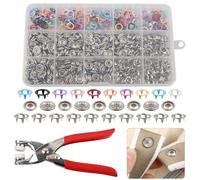 200 Sets Poppers Fasteners Kit, 9.5mm Snaps Buttons with Metal Fastener Pliers, Metal Snap Fasteners Press Studs No Sewing, Snap Button Fastener Kit Rust Proof for Fabric Clothing,Bags,DIY Crafts