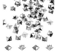 200 Sets Pyramid Studs for Clothing, 10mm White Metal Studs and Spikes Kit Four-Jaw Square Punk Spikes, Leather Rivets Spots for Punk Rock Clothing Pet Collars Belt Bags