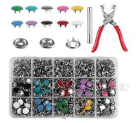 200 Sets Snap Button Fastener Kit,9.5mm Poppers for Clothes,No Sewing