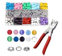 200 Sets Snap Button Fastener Kit with Fastener Pliers - 10 Colors No-Sew Press Studs, Metal Snap Fasteners for Clothing, Bags & DIY Crafts, Durable Poppers Kit for Sewing & Handmade Projects