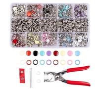 200 Sets Snap Button Kit, 9.5mm 10 Colors Snaps for Clothing, Snap Fastener Tool with Perfect for DIY Sewing Supplies(100 Hollow and 100 Solid)