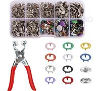 200 Sets Snap Button Kit, 9.5mm Metal Poppers Fasteners with Pressure Pliers and Storage Box, No Sewing Required Snap Fastener Kit, 10 Colors Press Studs Snap Fasteners for Clothing, Bags, DIY Crafts
