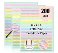 200 Sheet Raised Line Handwriting Paper With 1/2" Spacing Wide Ruled Writing Paper for Kindergarten 8.5"x 11" Colored Primary Writing Paper Pad Handwriting Practice For Kids Multi Sensory Dysgraphia
