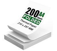 200 Sheets A4 Thermal Paper (Folded), 8.27x11.69' Thermal Paper(210 x 297 mm) for Portable Thermal Printer, Compatible with No Ink Printer, for Travel or Home Work, Printing Contract, Picture, etc