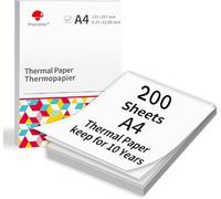 200 Sheets A4 Thermal Printer Paper 297x210mm Compatible for Phomemo, POLONO, vretti, Munbyn & M08F/M832/M833/M834/M8352 and Other A4 Thermal Printers