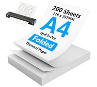 200 Sheets A4 Thermal Printer Paper,8.27x11.69 inch,for Portable Printers | 210x297mm, Smooth Printing and Clear Image, Ideal for Home Office School Contracts Invoices Labels