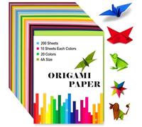 200 Sheets Coloured Paper, 20 Colors A4 Origami Paper Handmade Double Sided Construction Papers for Arts Craft, DIY, Cutting and Drawing, 297MM X 210MM
