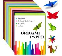 200 Sheets Coloured Paper, 20 Colors A4 Origami Paper Handmade Double Sided Construction Papers for Arts Craft, DIY, Cutting and Drawing, 297MM X 210MM