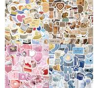 200 Sheets Multi Theme Stickers Pack, 4 Style Decorative Stickers with Kawaii Food, Retro, Vintage and Daily Life Designs for Journals, Planners, DIY Crafts