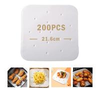 200 Sheets Oven Paper for Air Fryer 21.5 x 21.5 cm | Non-Stick Lining with Silicone | Resistant to 230 °C | BPA Free, Disposable | For Crunchiness Without Mess