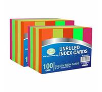 200 Sheets x Flash Cards Paper Revision Cards 5" x 7" Neon Coloured Unruled Index Cards Record Cards 250 GSM Flashcards Notecards Assorted Colours Cue Cards Memo Cards for School Office Note Taking