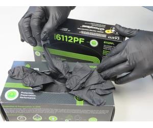 200 Showa 6112 Biodegradable Single Use Nitrile Gloves M 7-8 BLACK Powder-free