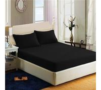 200 Thread Count 100% Egyptian Cotton Fitted Sheet - 16"/40cm Extra Deep Fitted Bed Sheet - Luxury Ultra Soft Bottom Sheet - Deep Pocket Stretches Up to 16" (Black, Super King)