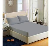 200 Thread Count 100% Egyptian Cotton Fitted Sheet - 16"/40cm Extra Deep Fitted Bed Sheet - Luxury Ultra Soft Bottom Sheet - Deep Pocket Stretches Up to 16" (Grey, Super King)