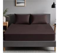 200 Thread Count 100% Egyptian Cotton Fitted Sheet - 30 CM Deep Pocket, Soft, Durable, Breathable Bed Sheet for Thick Mattresses (Chocolate, Single)