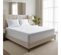 200 Thread Count 100% Egyptian Cotton Fitted Sheet - Extra Deep 16''/40cm Luxury Bottom Sheet - Ultra Soft Stretchable Deep Pocket Bed Sheet (White, Double)