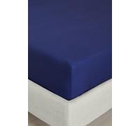 '200 Thread Count Cotton Percale' 32cm Depth Sheet Bianca Navy Double Fitted