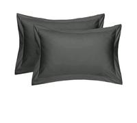 200 Thread Count Fitted Sheet Hotel Quality 100% Pure Egyptian Cotton Breathable Fade Proof Anti-Wrinkle All Year Round Use 25cm Deep Fitted Sheets (Dark Grey, Oxford Pillowcase Pair)