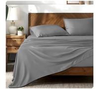 200 Thread Count Flat Sheets Double- 100% Egyptian Cotton Bedding Sheet-Shrinkage and Fade Resistant Bottom Sheet- Grey
