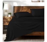 200 Thread Count Flat Sheets Single- 100% Egyptian Cotton Bed Sheets- Super Soft Hotel Quality Bedding- Black