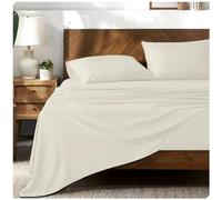 200 Thread Count Flat Sheets Single- 100% Egyptian Cotton Bed Sheets- Super Soft Hotel Quality Bedding- Cream