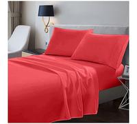 200 Thread Count Flat Sheets Single- 100% Egyptian Cotton Bed Sheets- Super Soft Hotel Quality Bedding- Red