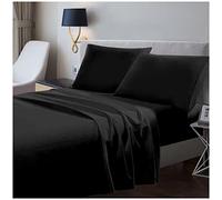 200 Thread Count Flat Sheets Single- 100% Egyptian Cotton Bed Sheets- Super Soft Hotel Quality Bedding- Black