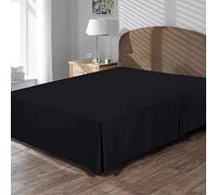 200 Thread Count Valance Sheets 100% Cotton Hotel Quality Super Soft Extra Deep 40cm Pleated Valance Bed Sheets (Black, 4FT Double Valance Sheet)