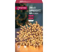 200 Vintage Gold LED Supabright Christmas String Tree Lights 16M Lit Clear Cable [EEK: A+]