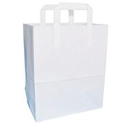 200 White"Large" SOS Takeaway Paper Carrier Bags 250x300x135mm - Choose Your Size and Quantity