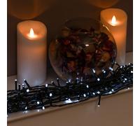 200 White Multi-Function Xmas Battery Lights - Green Cable
