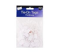 200 White Strung Tags Pre Strung Tie on Tags 13mm x 20mm
