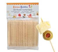 200 Wooden Cocktail Sticks - Premium Birchwood Double Pointed 8cm - Food Safe & 100% Biodegradable - for Food, Cocktails & Oral Hygiene