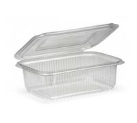 200 x 1000ml Clear Hinged Takeaway Containers with Lids - Reusable Clamshell Food Boxes - Freezer Safe, Stackable, Catering Grade Packaging for Cakes, Salads, Pasta & Sandwiches