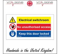 (200 x 100mm - 8 x 4, Sticker / Sav - White Background) ELECTRICAL SWITCHROOM ACCESS KEEP THIS DOOR LOCKED SIGN MU164 SAFETY STICKER