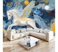 200 x 140 cm Non-Woven 3D Wallpaper Roll Mural Papel De Parede, Mysterious Fantasy Stars Animals Horses Wallcoverings for Bedroom Living Room TV Backdrop - Colorful