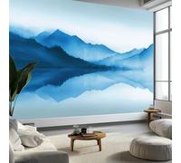 200 x 140 cm Photo Wallpaper Elegant Natural Landscape Painting, Non-Woven Premium Art Print Fleece Wall Mural Decoration, Light Blue Wallpaper Mural Wall Art for Living Room Bedroom Children's Room