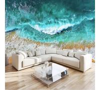 200 x 140 cm Wallpaper, Beautiful The Sea The Waves Non-Woven 3D Wallpaper Roll Mural, Blue Wallcoverings for Bedroom Living Room TV Backdrop Hallway Home Decoration Kitchen