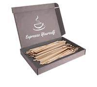 200 x 140mm Bamboo Coffee Stirrers - Eco Friendly Biodegradable Drink Stir Sticks for Hot Drinks, Compostable Disposable Barista Accessories for Takeaway Cups & Catering Supplies by Espresso Yourself