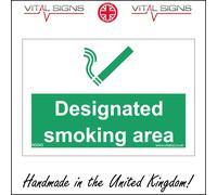 (200 x 150mm - 8 x 6, 3mm Standard Foamex Foamboard) NS045 Designated Smoking Area SIGN shelter permitted allowed pub restaurant