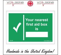 (200 x 150mm - 8 x 6, Sticker / Sav - White Background) FS126 Your Nearest First Aid Box Is SIGN medical nurse cross bandage health