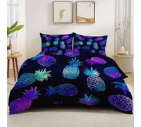 200 x 200 cm Duvet Cover Sets, Premium Abstract Fruit Colorful Pineapple Gradient Stylish & Modern Duvet Cover - Purple Ultrasoft Reversible Hypoallergenic 3 PCS Bedding Set With Zipper Closure