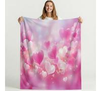 200 x 240 cm Throw Blanket Fluffy Comfy, Luxury Rose Pink Blankets Super Soft Cozy and Warm Perfect Choice for Winter, Lightweight Romantic Heart Dreamy Sparkling Fleece Blankets