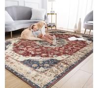 (200 x 290 cm, Red Floral) Luxury Non Slip Rugs Large Livingroom Bedroom Carpets Bath & Door Mats