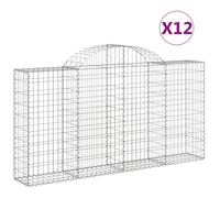 (200 x 30 x 100/120 cm/ 12 pcs) vidaXL Arched Gabion Basket Stone Basket Gabion Retaining Wall Galvanised Iron